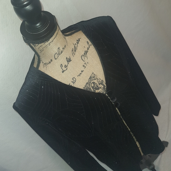 Women's K Studio  Jacket Dress MEDIUM Size 12 Black Velvet Glitter Line Design - Picture 5 of 11